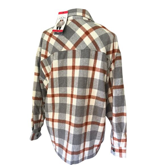HFX Gray Plaid Flannel Shirt Jacket Shacket Size Medium - Picture 2 of 4